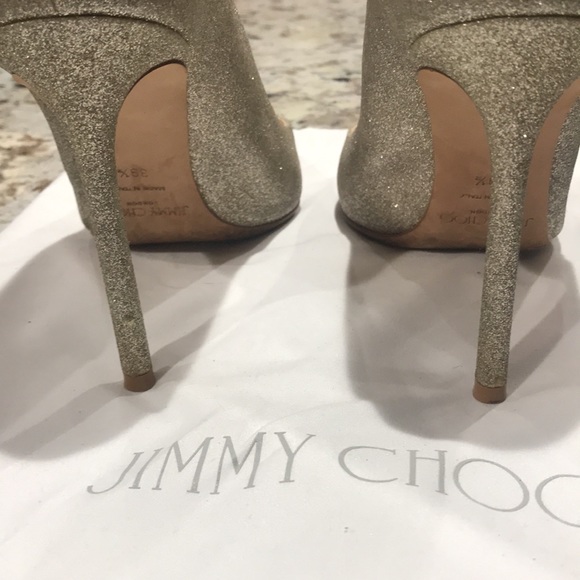 π HP π Jimmy Choo | Champagne Glitter Pointy Toe Stiletto High Heels Size 39.5 - Picture 3 of 7